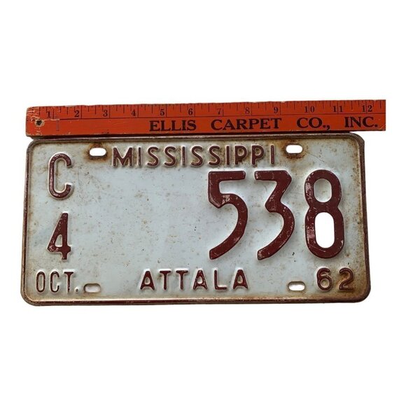 CAR OLD ANTIQUE VINTAGE MISSISSIPPI LICENSE PLATE CAR TAG 1962 ATTALA COUNTY - Picture 5 of 6